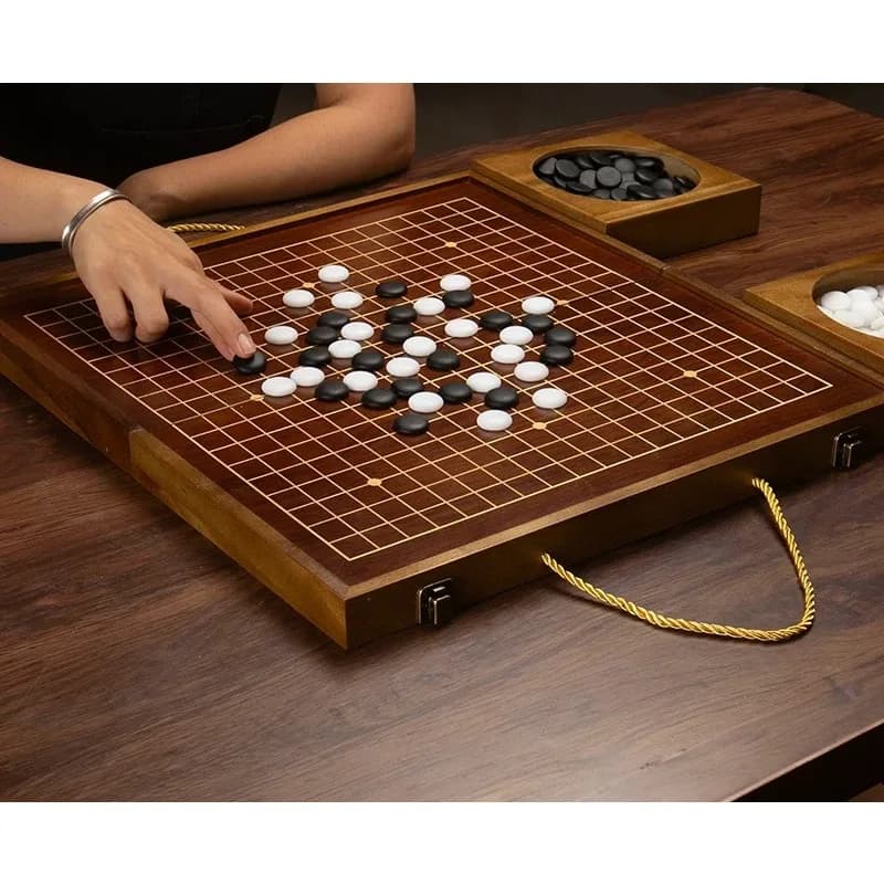 Fragrant Camphor Wood 19-way Go Solid Wood Chessboard Jade Chess Piece Cloud Set