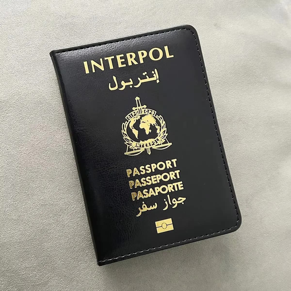 Porta Passaporto Interpol - Custodia in Finta Pelle, Stile Polizia Internazionale