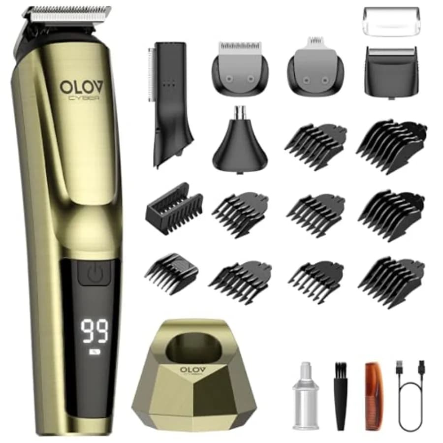 Regolabarba Cordless 17-in-1 per Uomo, Kit di Cura Personale, Rasoio Elettrico per Viso, Baffi, Corpo e Naso con Ricarica USB