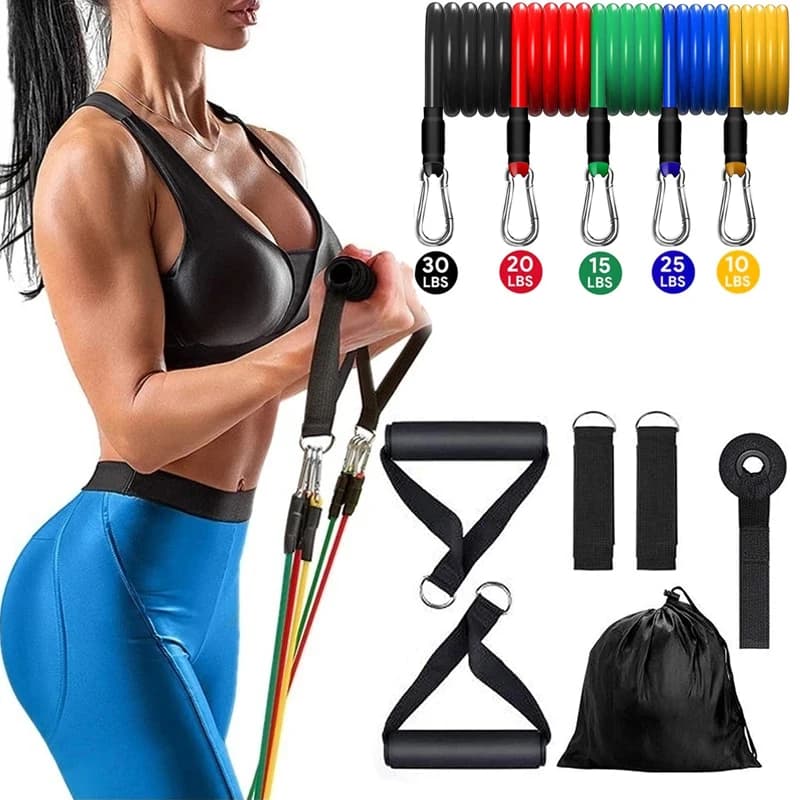 Elastic Endurance Fitness Bands for Strength Training with Anchor Handles for Doors legs Ankle Straps For Home Practices