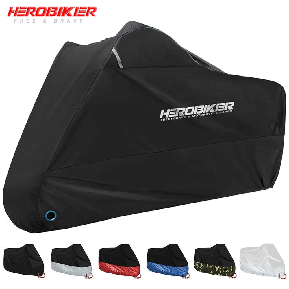 190T Black Blue Design Waterproof Motorcycle Covers Motors Dust Rain Snow UV Protector Cover Indoor Outdoor M L XL XXL XXXL 4XL