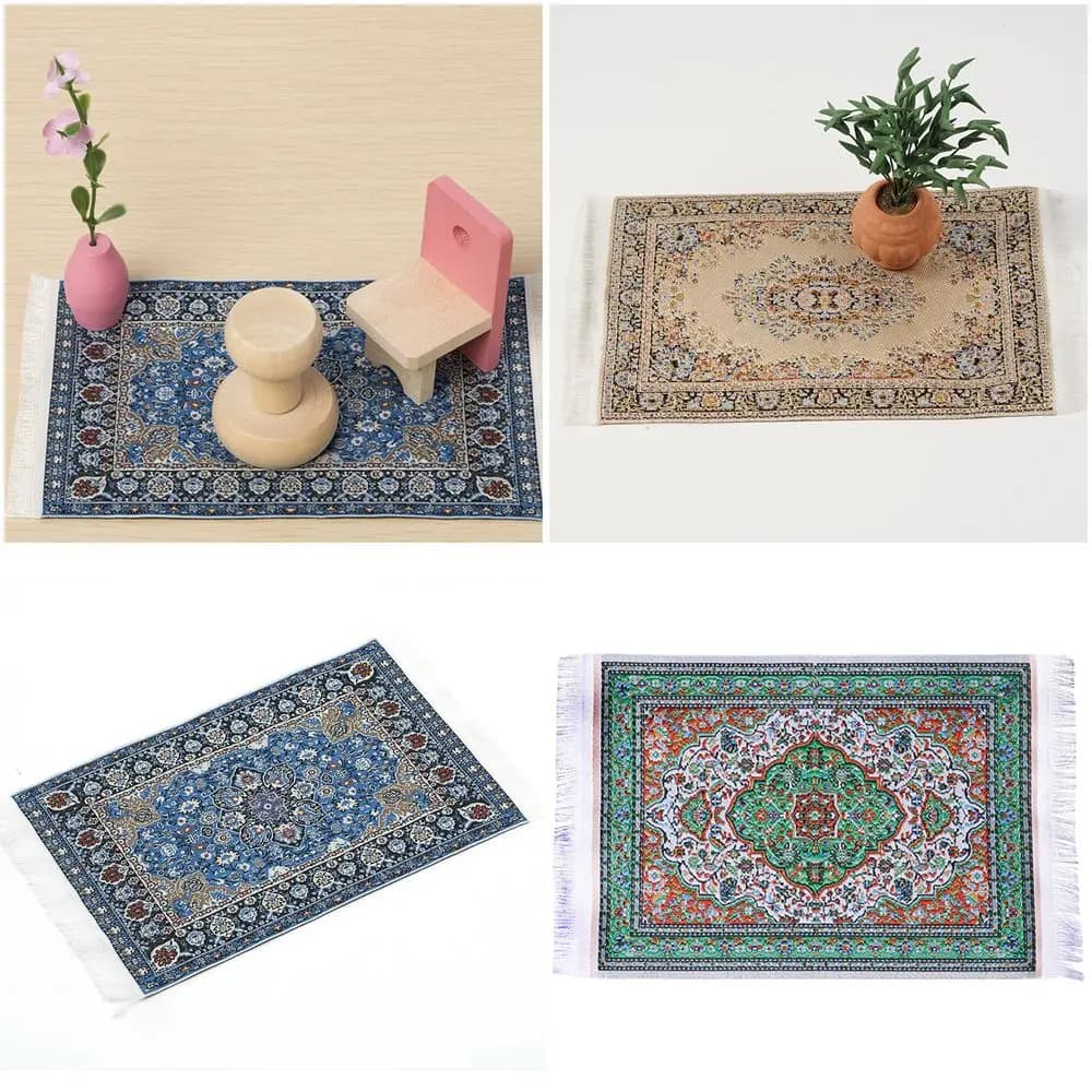 Tappeto in Miniatura Stile Turco Scala 1:12 per Casa delle Bambole, Accessori per Pavimenti e Rivestimenti