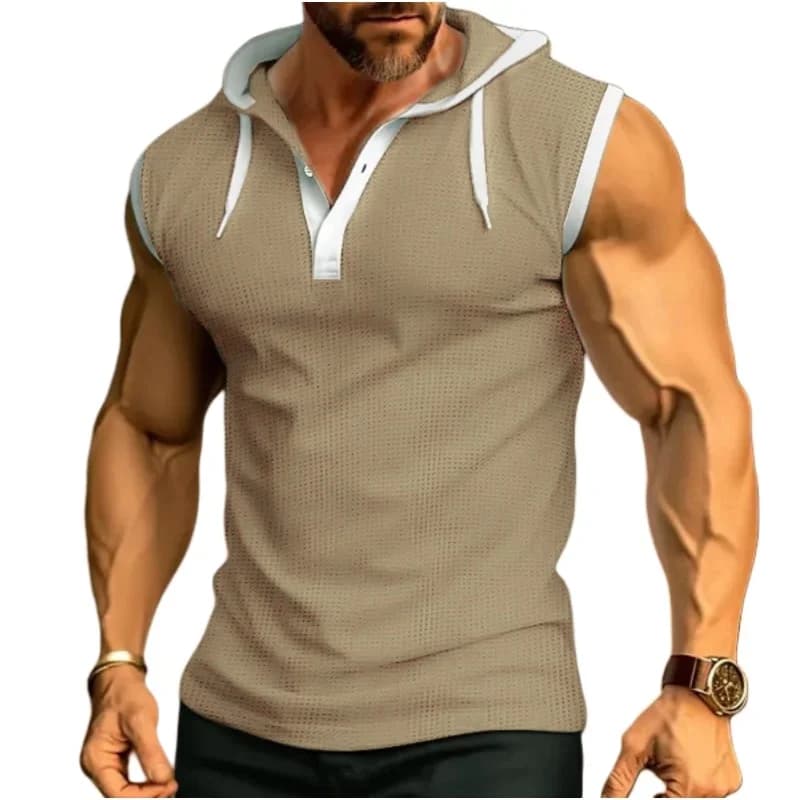 Camicia senza maniche da uomo con cappuccio Canotta da palestra casual Canotta da bodybuilding traspirante maschile Camicia da basket Canottiera di moda Abbigliamento da uomo