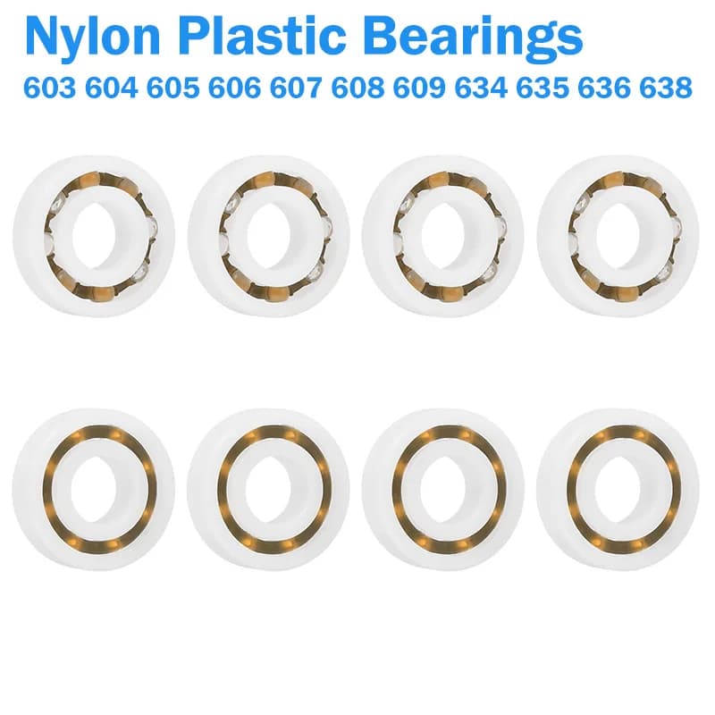 POM Plastic Glass Ball Bearing Nylon Plastic Bearings 603 604 605 606 607 608~638 Deep Groove Ball Waterproof insulation Open