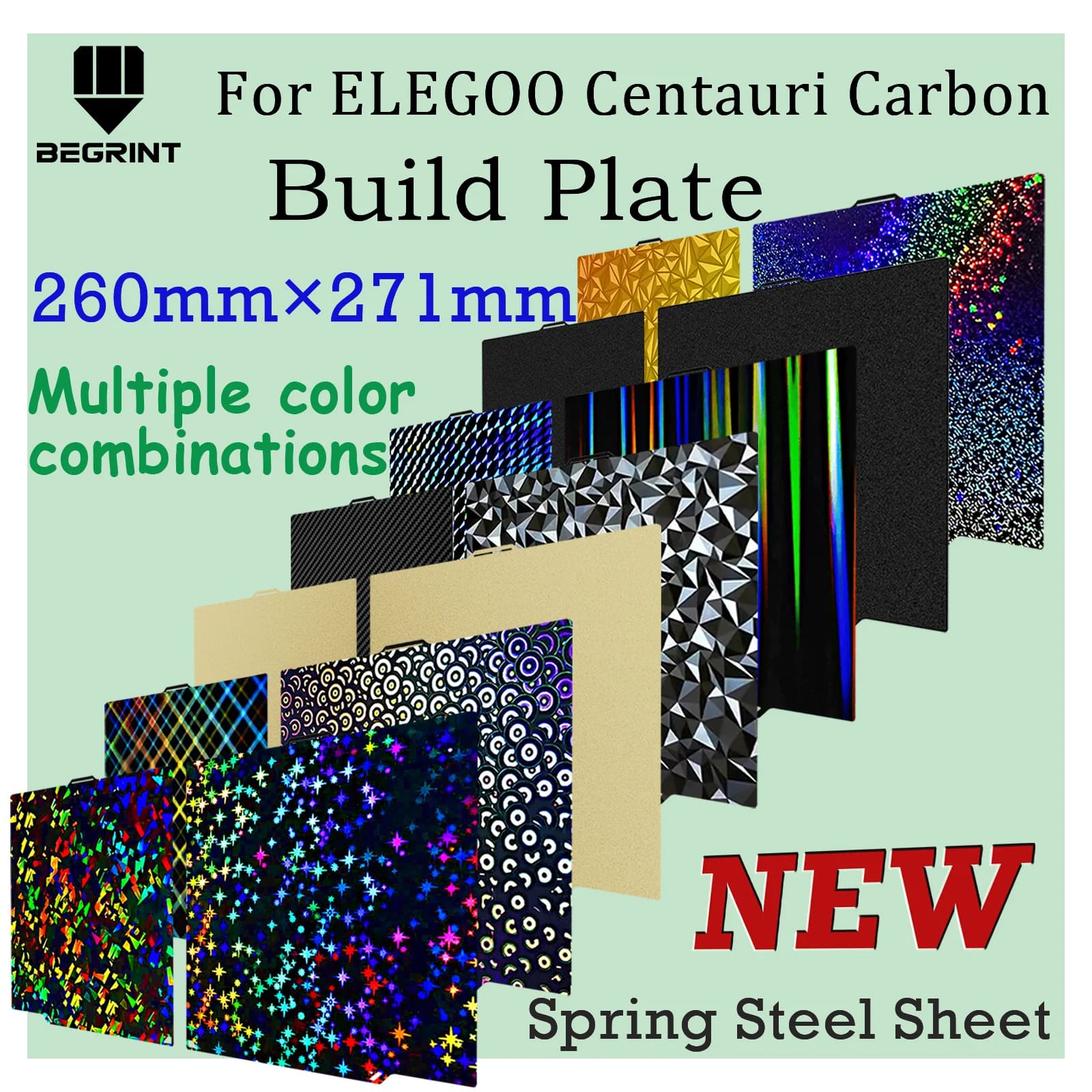 Piastra di costruzione per Elegoo Centauri Carbon PEI Texture PET PEO Copriletto riscaldato in fibra di carbonio per accessorio stampante 3D Centauri Carbon