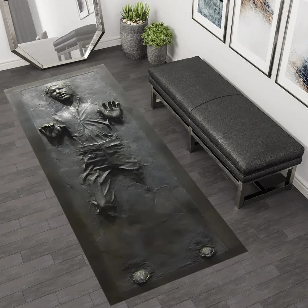 Tappeto 2D in Carbonite con Han Solo, Stampa Personaggio del Film Star Wars, Antiscivolo per Soggiorno, Camera da Letto, Corridoio, Arredamento Casa