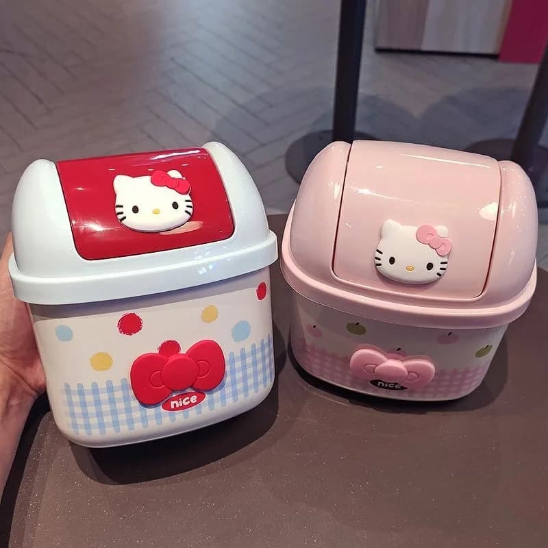 Nuovo Cestino da Scrivania Sanrio Hello Kitty, Mini Contenitore per Rifiuti in Stile Anime Kawaii, Regalo Creativo per Ragazze