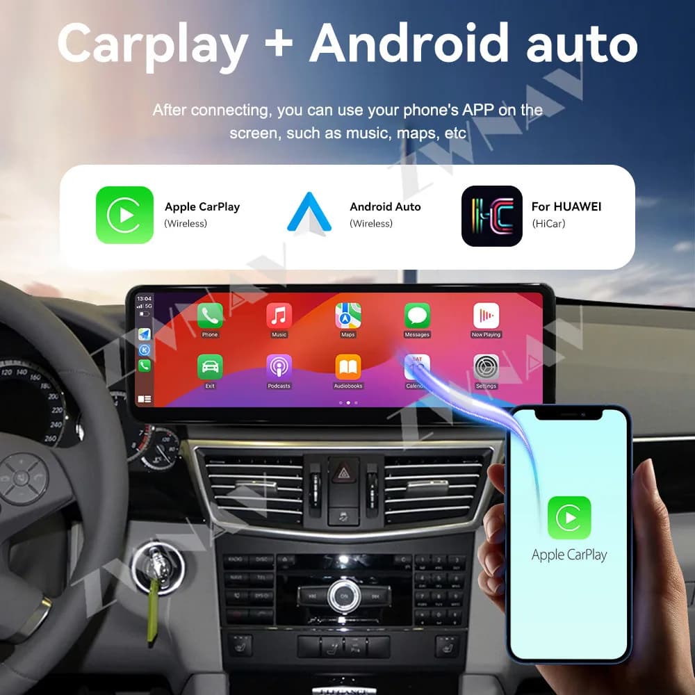 Touch Screen Carplay per autoradio da 14,9 pollici per Mercedes-Benz Classe E 2009-2012 Android 14 Lettore multimediale per auto di navigazione GPS per auto