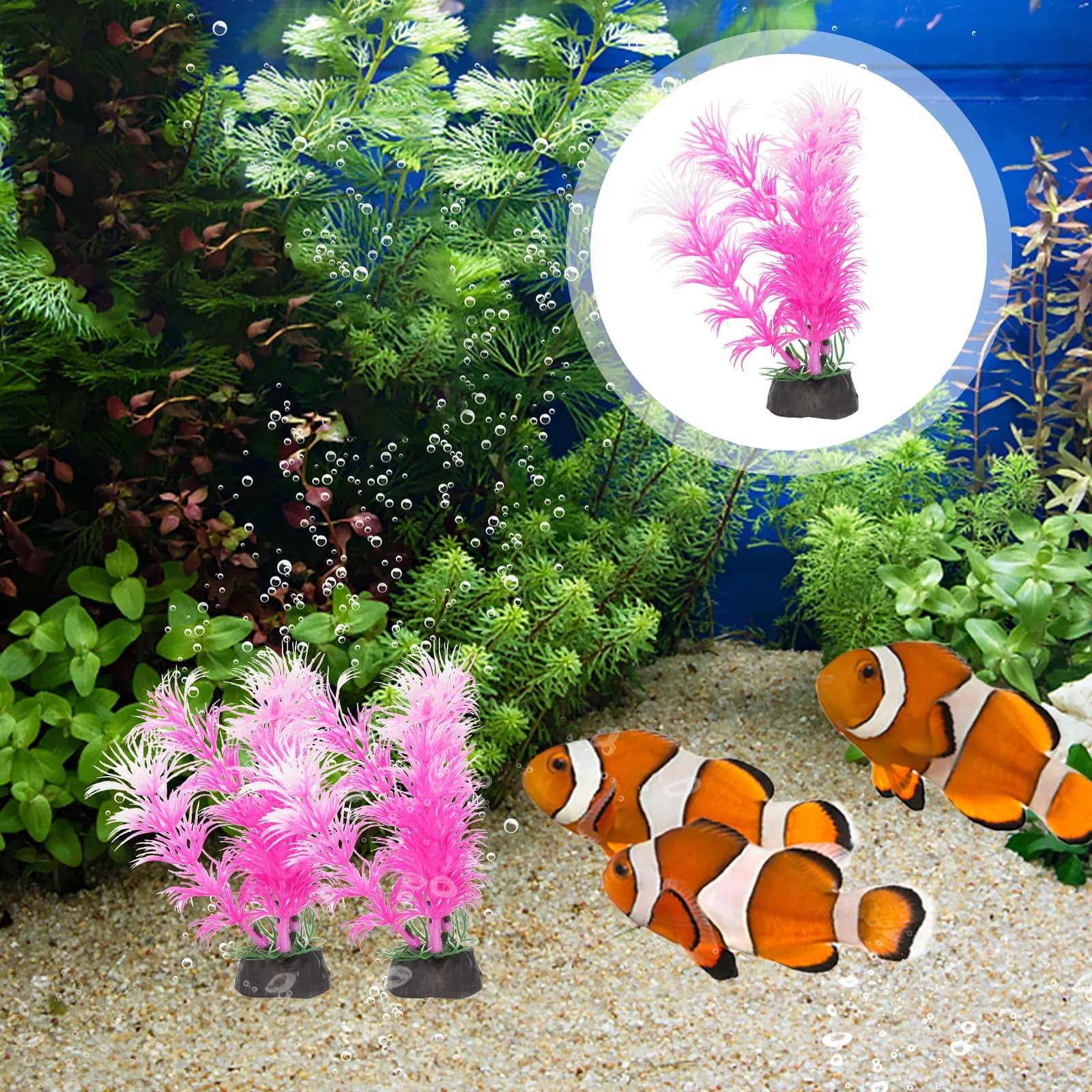 10 Pieces of Decorative Grass for Aquarium, Artificial Plastic Plants for Aquarium Decoration, Suitable for All Fish