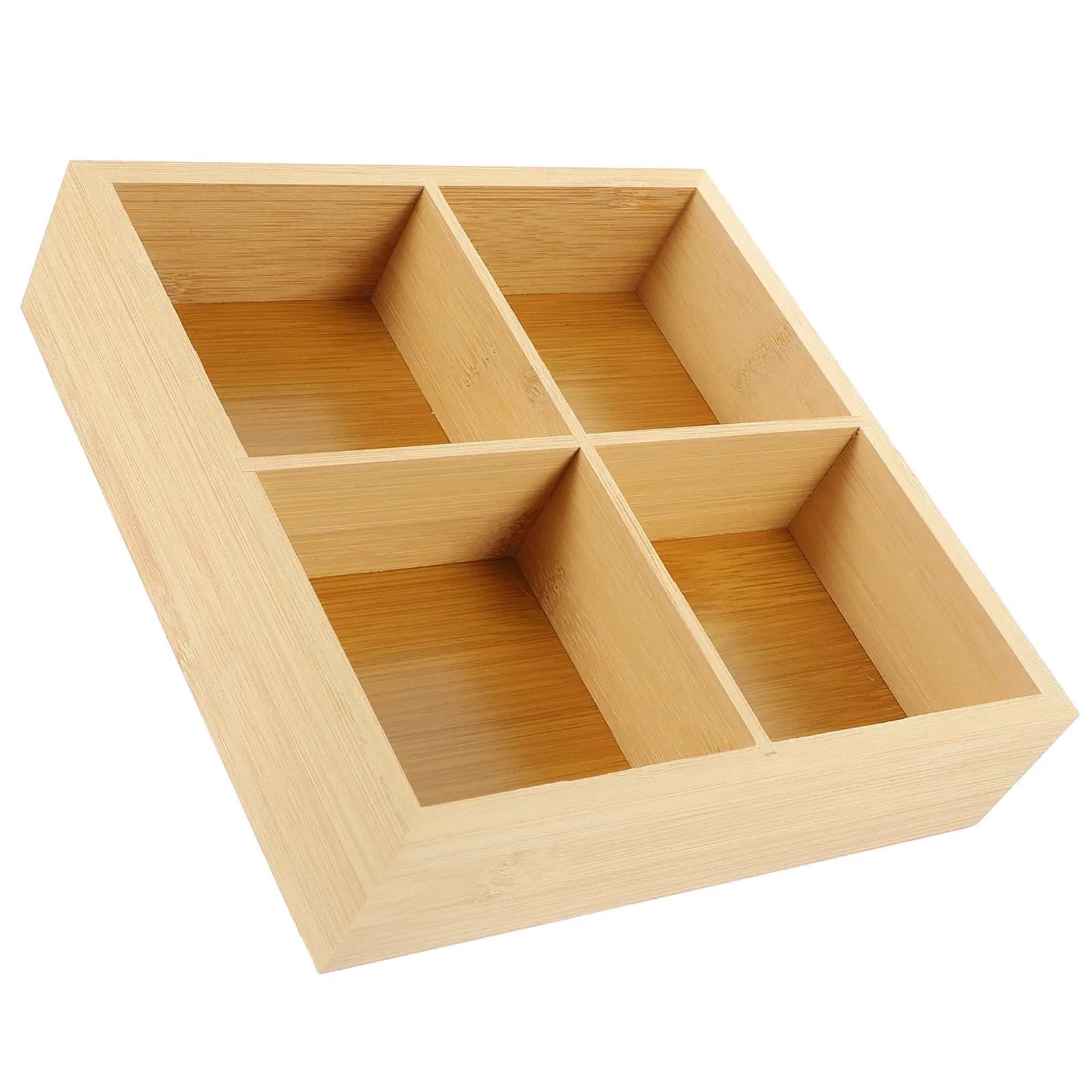 4-Compartment Wooden Serving Tray for Dried Fruit Nuts Candy Snacks Storage Desktop Fruit Plate Dessert Salad Cookie Party Gift