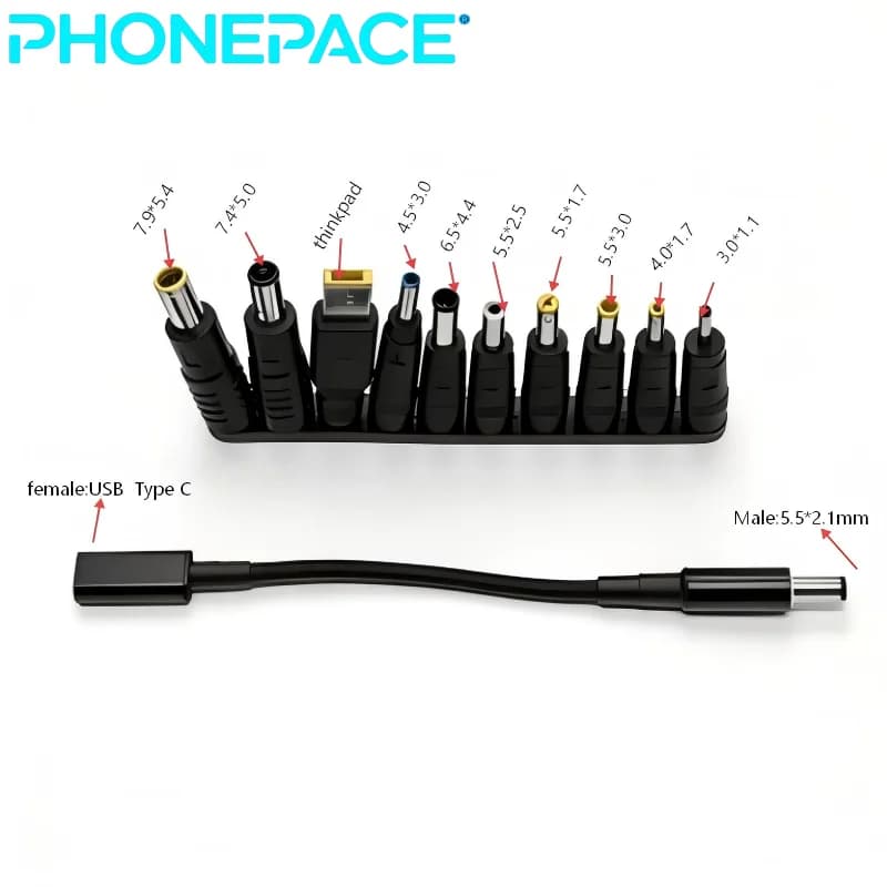Caricabatterie universale per laptop USB Type-C da 65 W - Cavo adattatore di alimentazione per presa di ricarica per notebook