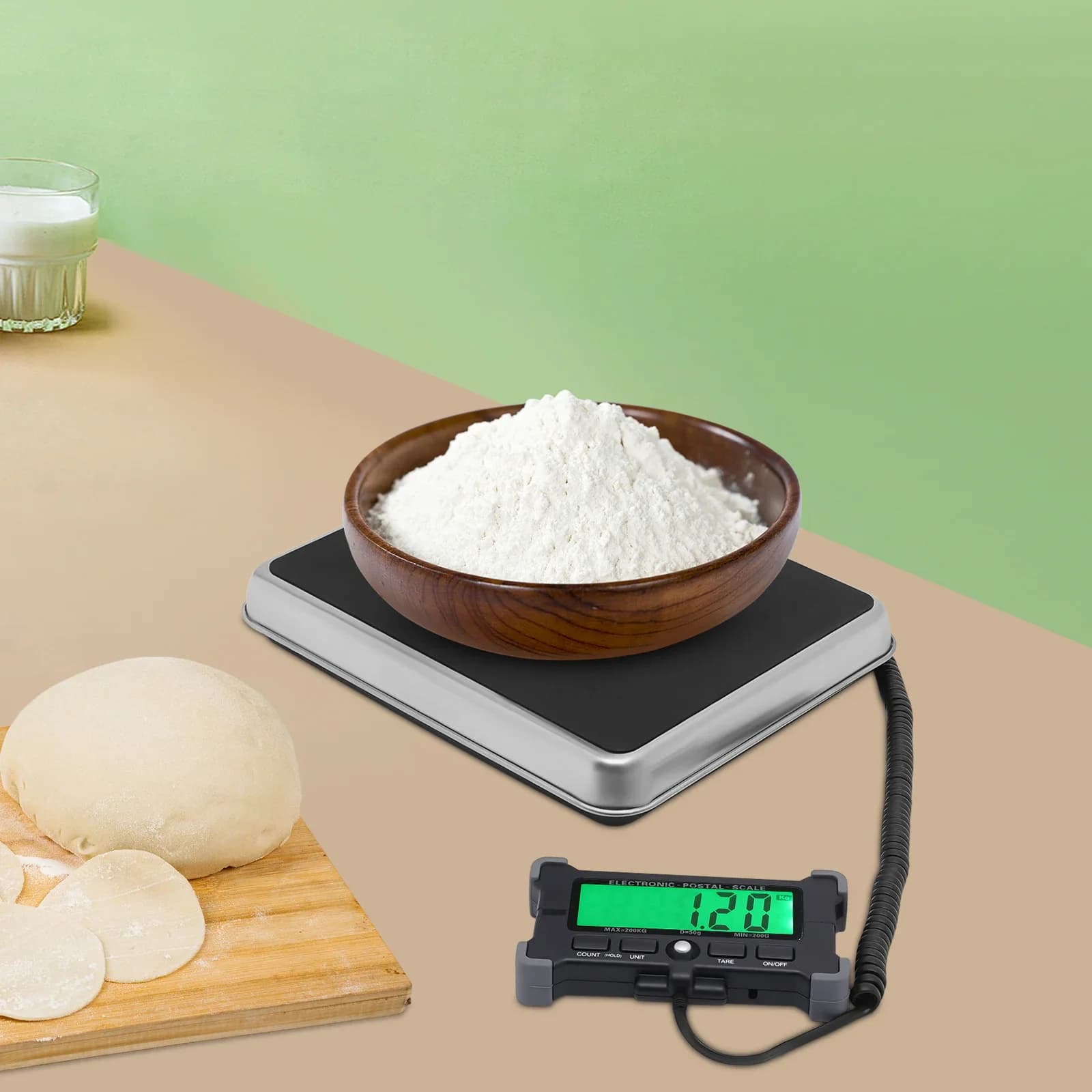 Bilancia per spedizione digitale, bilancia postale da 440 libbre con display LCD, bilancia leggera per pacchi/bagagli, con batteria e cavo USB
