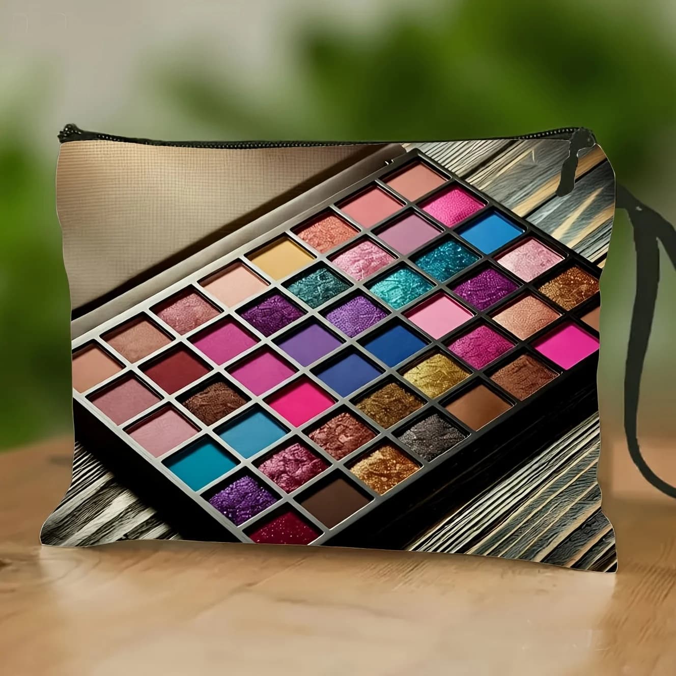 Astuccio per palette di ombretti adatto per scatole in legno - Organizer portatile per trucchi con cerniera e coperchio, leggero e pratico