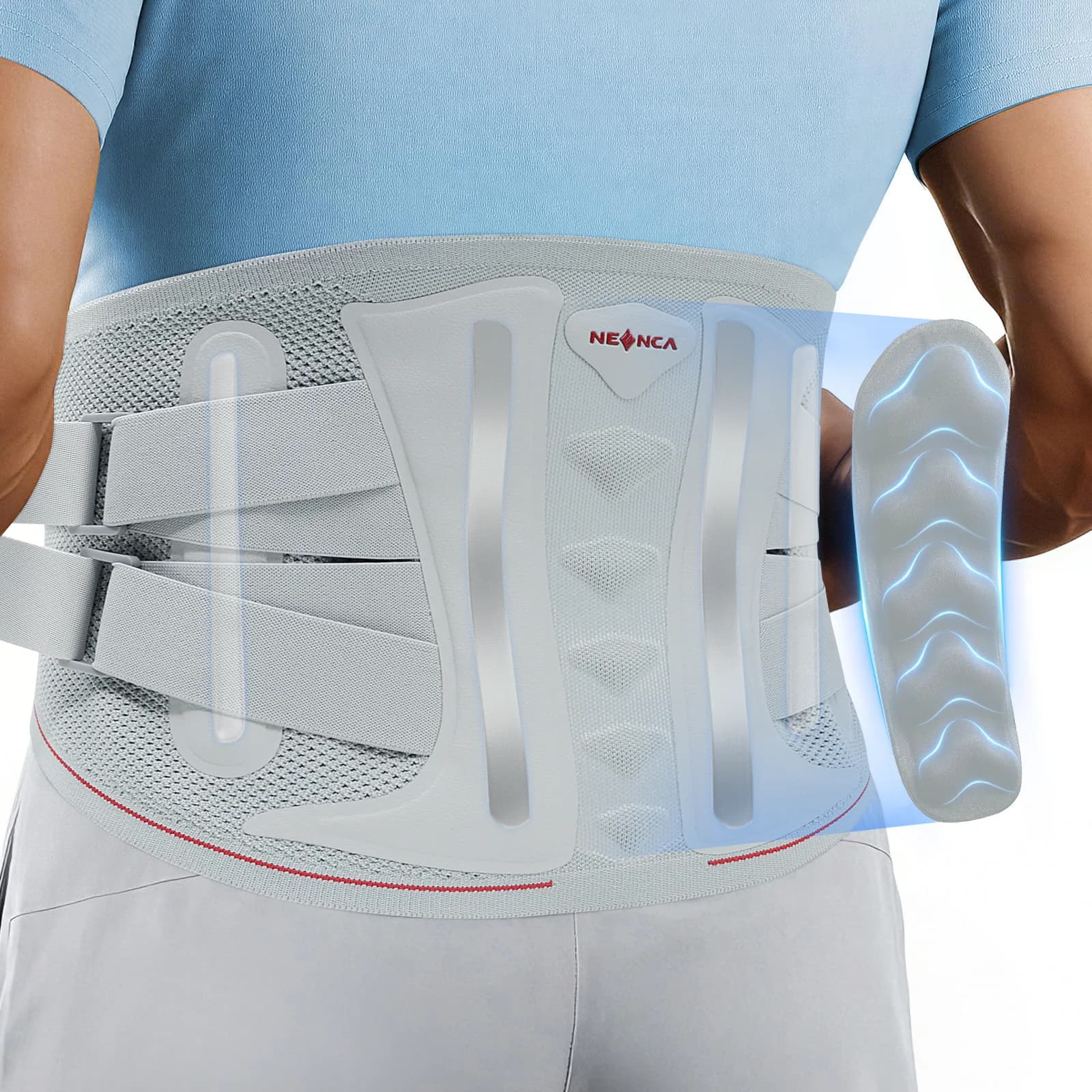 Cintura di Supporto Lombare Traspirante con Cuscinetto 3D per Alleviare il Dolore alla Schiena, Fascia Regolabile per Sport e Sollevamento Pesi per Uomini