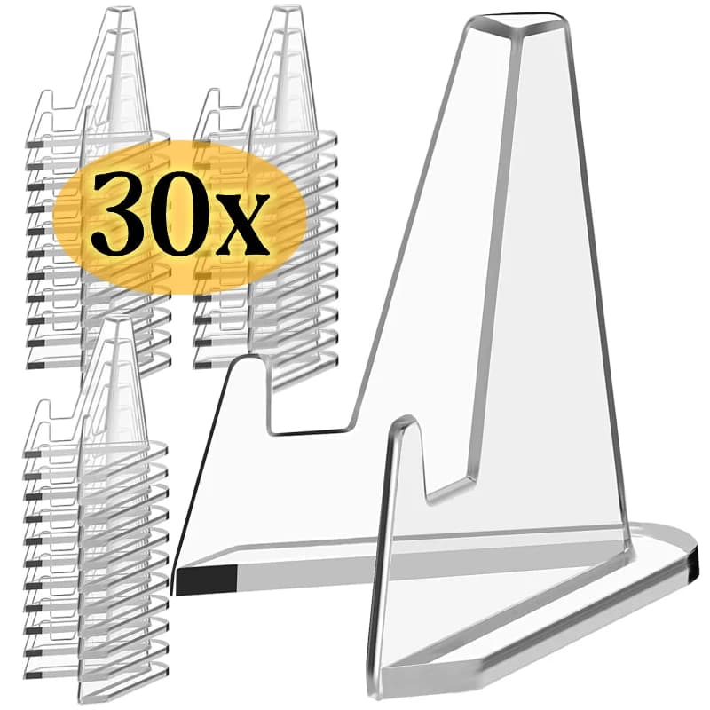30-1PCS Mini Triangular Card Display Stand Acrylic Idol Photo Picture Holder Stands for Coin Sports Trading Cards Display Rack