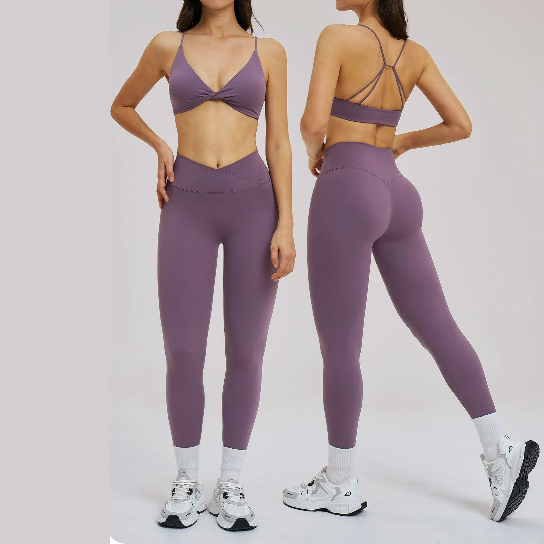 Ningyu 2-piece sports set, yoga set, brushed slim belt, matching set with outdoor back, racing exercise set, women's gym set