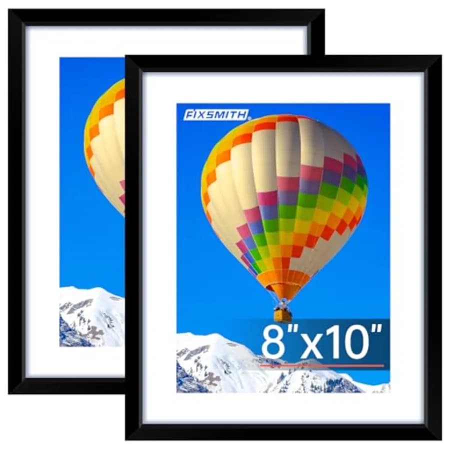 8x10 Picture Frame, Black Photo Frame with HD Plexiglass, Display Pictures 5x7 with Mat or 8x10 Without Mat, Picture Frames Col