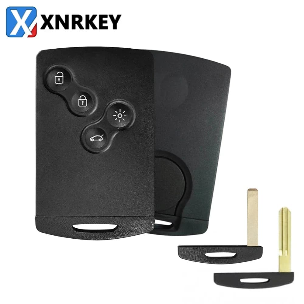 XNRKEY Custodia per chiave remota Smart Card a 4 pulsanti per Renault Megane Laguna Koleos Fluence Scenic Clio Captur Custodia per chiave per auto con lama