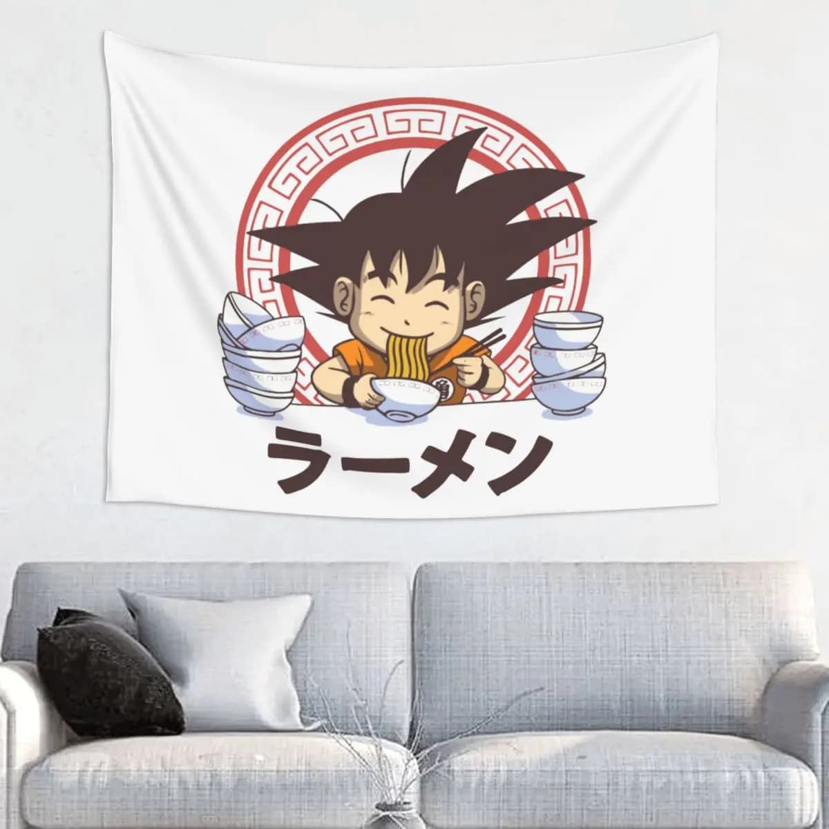 Saiyan Ramen Tapestry Wall Hanging Print Fabric Tapestry Goku Kakarot DBZ Manga Bohemian Decoration Dorm Decor Yoga Mat
