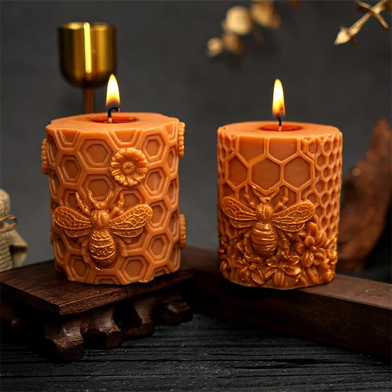 3D Colonna a nido d'ape Stampo per candele in silicone Fiore fai da te Ape Vaso di miele Ape Casa Disegni Candele Artigianato in gesso Decorazioni per la casa carine