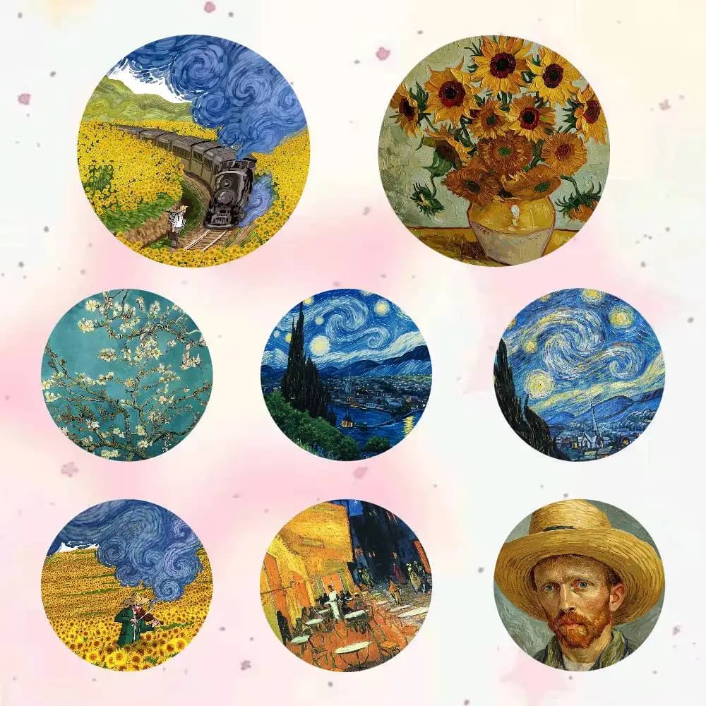 Artist Van Gogh Round Brooch Brooches Cartoon Badge Pins Backpack Hat Accessories Friend Gift