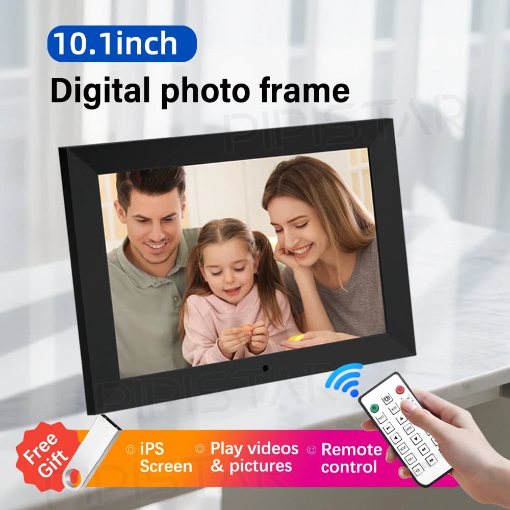 Cornice per foto digitale da 10,1 pollici con risoluzione 1280P, lettore video touch screen, album elettronico, calendario, orologio con sveglia