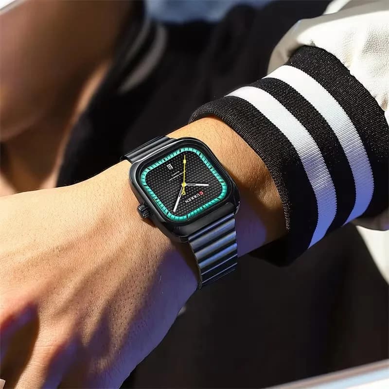 CURREN 8460 Casual Men's Quartz Watch Square Dial Waterproof Stainless Steel Strap Calendar Business New Fashion Watches for Men