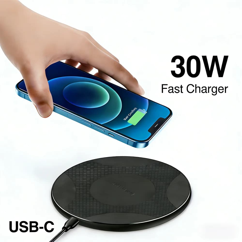 Base di Ricarica Wireless Veloce da 30W per Samsung Galaxy S25 S24 S23 S22 Xiaomi iPhone 17 16 15 14 13 Pro Max