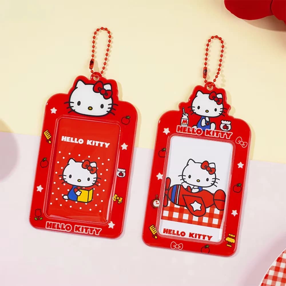 Porta carte Kawaii Sanrio Hello Kitty Simpatico KT Cat PVC Gomma morbida Ragazze Idol Photo Display Custodia per carte Regali in stile Kpop