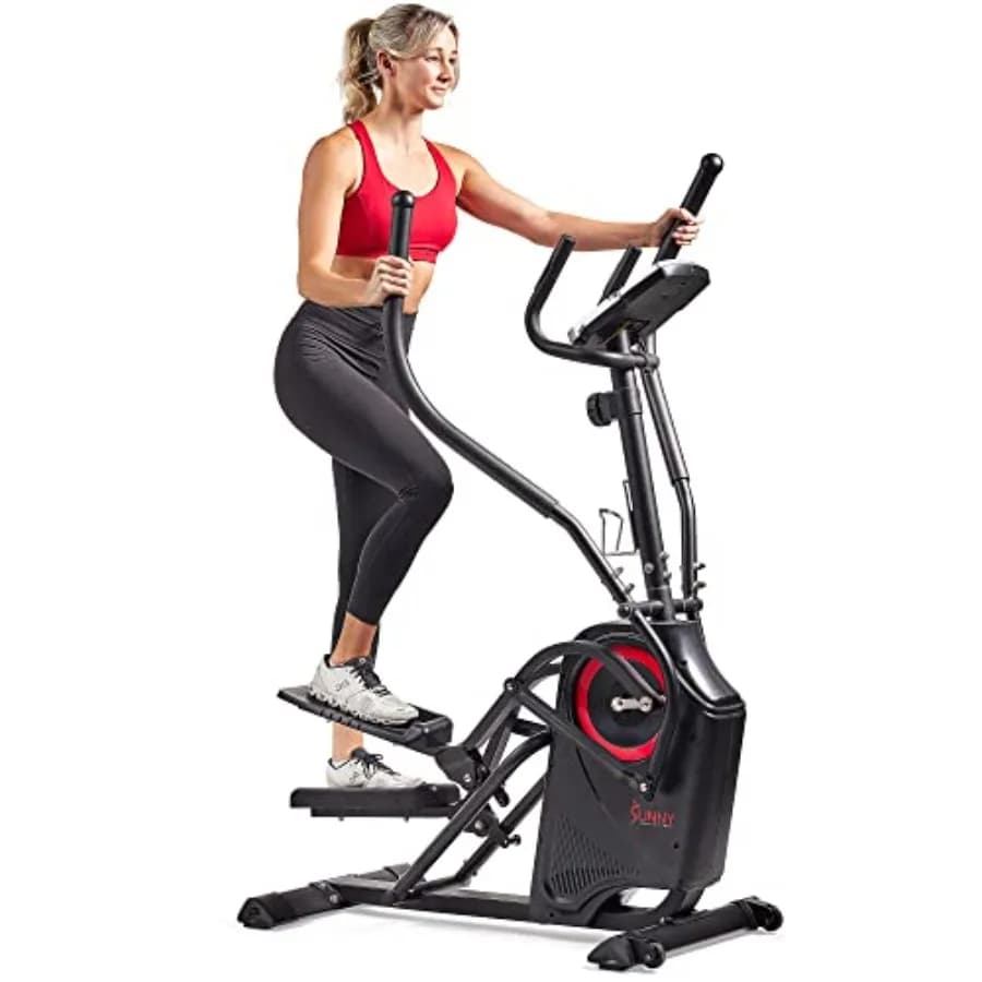 Cyclette Ellittica Silenziosa per Allenamento Completo del Corpo con Passo Lungo, Resistenza Regolabile, Sensore di Pulsazioni e App SunnyFit via Bluetooth