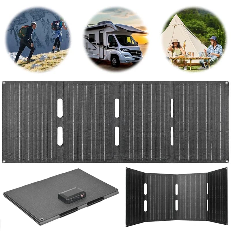 Pannello solare pieghevole da 80 W IP65 Caricatore solare pieghevole impermeabile Caricatore da pannello solare portatile Banca di alimentazione per telefono esterno per telefono