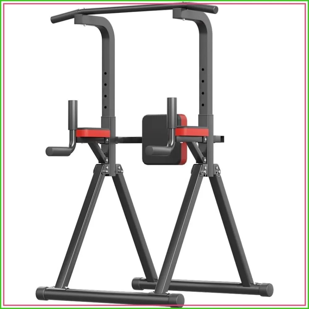 Foldable Power Tower, Adjustable Pull Up Bar Station, Dip Station Rack for Home Gym