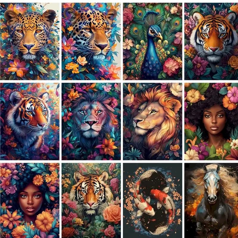 GATYZTORY Pittura acrilica con numeri con cornice Immagini su numeri Animali Pittura su tela Regalo per adulti Decorazioni murali Frutta C