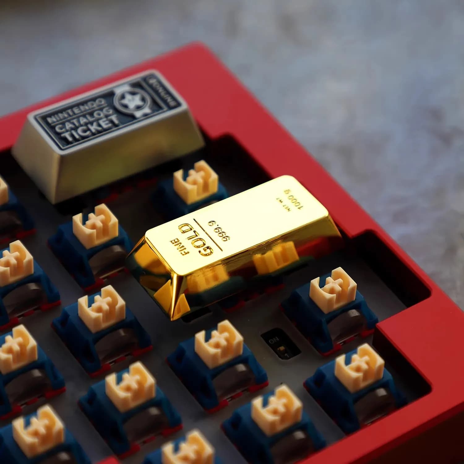 Copritasti in oro in lega di zinco Copritasto artigianale in metallo personalizzato in alluminio Copritasti con profilo in ciliegio Copritasti per tastiera meccanica Accessori da gioco