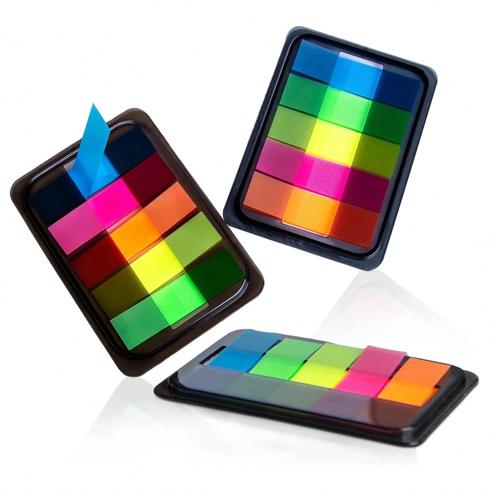 3 Confezioni di Strisce Indice Neon Multicolore in Custodia, Segnalibri Adesivi Rimovibili, Etichette Scrivibili per Lettura