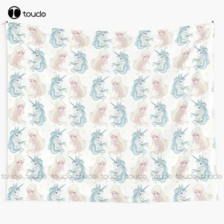 The Last Unicorn And Lady Amalthea Pattern Tapestry Tapestry Dark Blanket Tapestry Bedroom Bedspread Decoration Wall Covering