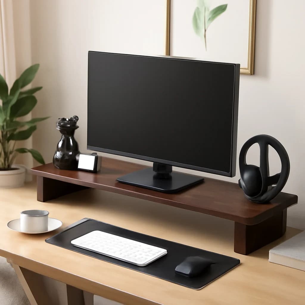 Supporto per monitor in legno massello Riser Desktop Notebook Schermo per computer Ascensore Organizzatore ergonomico Scaffale per desktop da ufficio