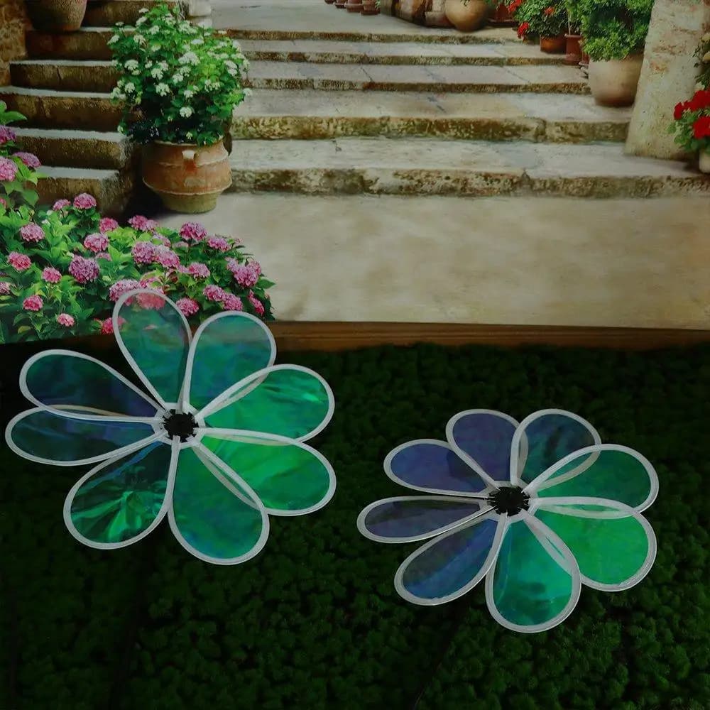 Cute Transparent Eight Leaf Windmill Colorful Flower Color Film Windmill Waterproof and Sunscreen Grounding Wind Chime