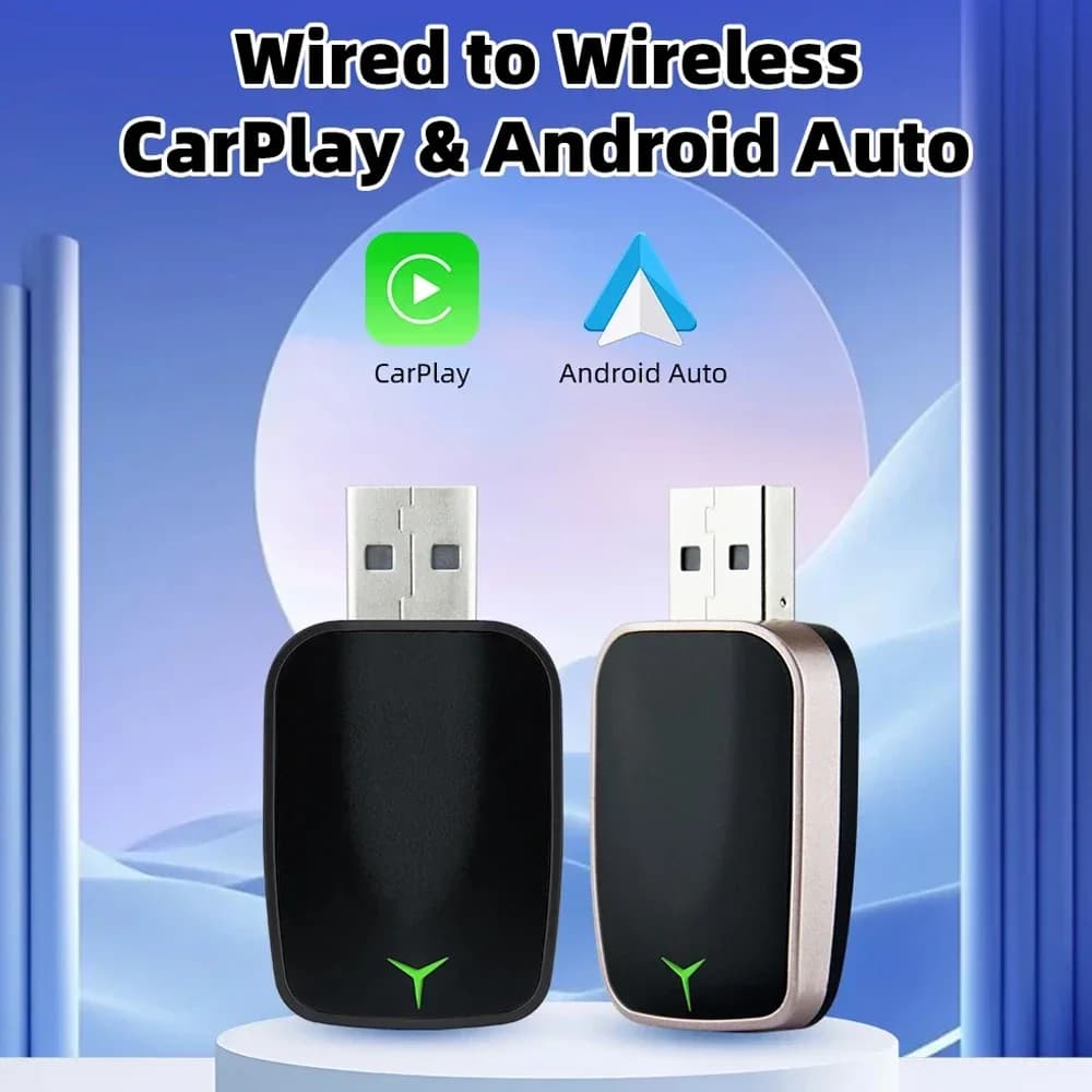 Queender Wired To Wireless Carplay Android 2 in 1 Car Sticker Smart Box Plug and Play