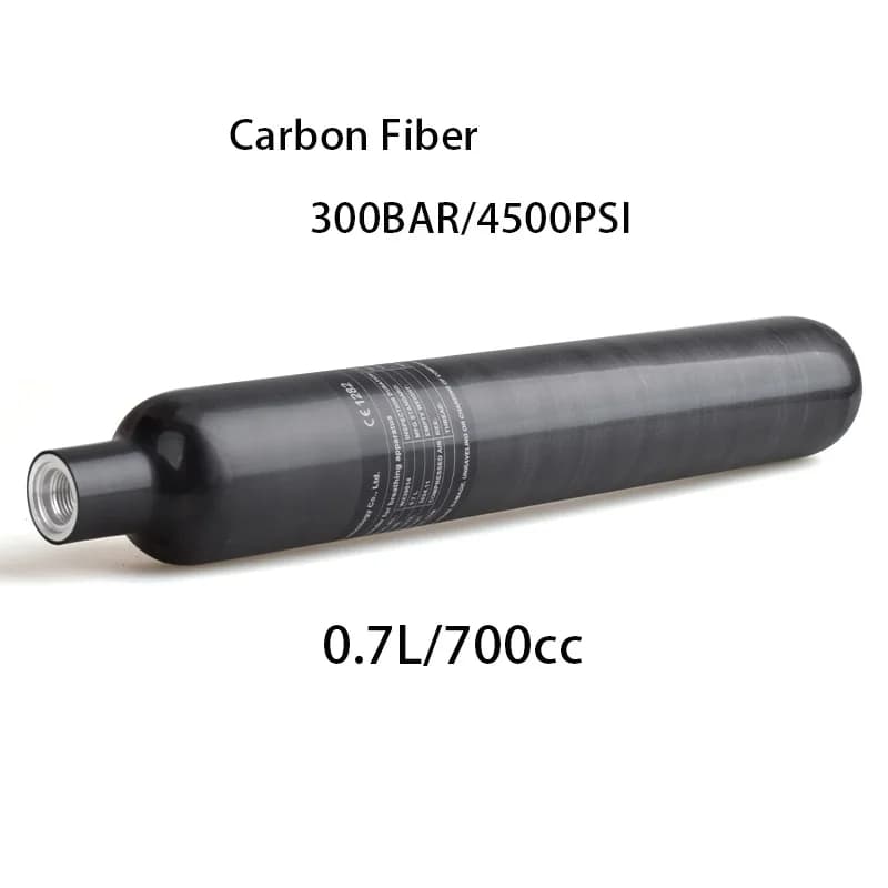 HPA Scuba 0.7L Serbatoio dell'aria in fibra di carbonio 300BAR 4500PSI Bombola del gas CO2 Soda Bottiglia d'acqua Cilindro per stazione di immersione Acquario