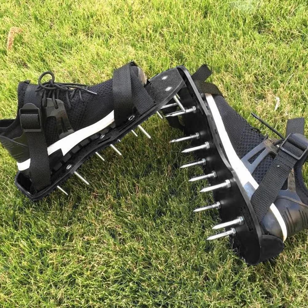 EQ kaevixdio Lawn Aerator Shoes with Adjustable Strap - Anti-Slip Spiked Sandals for Effortless Lawn Soil Aeration & Care