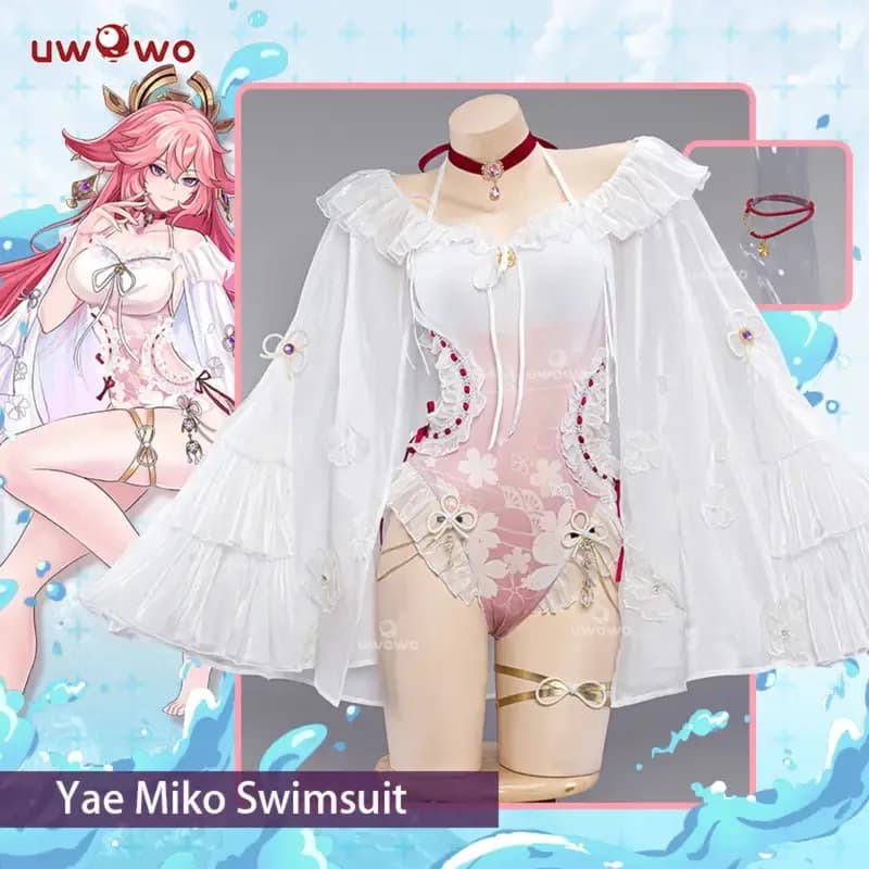 qq28LQLAST BATCH UWOWO Genshin Impact Yae Miko Costume Exclusive Swimsuit Bra Panties Accessories Halloween Cosplay Outf