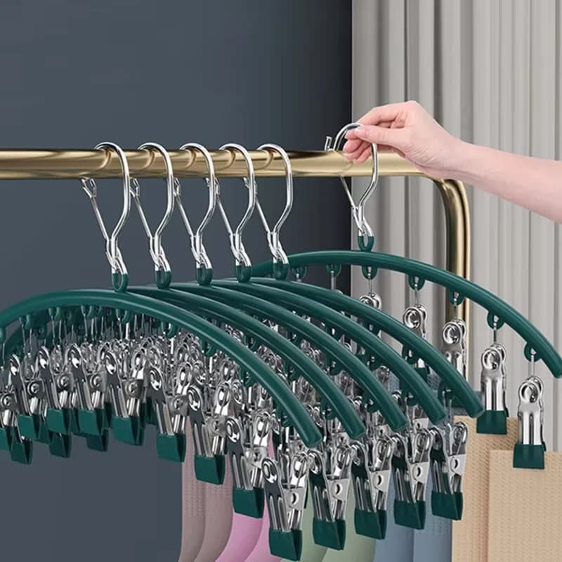 10 Stainless Steel Clips Shaped Arch, Anti-wind and Anti-slip, to Dry Socks, Underwear and Towels, Spacious, Dress Organizer