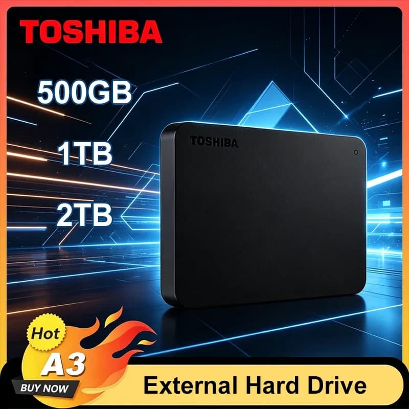 Toshiba A3 HDTB410YK3AA Canvio Basics 500GB 1TB 2TB 4TB Disco Rigido Esterno Portatile USB 3.0, Nero