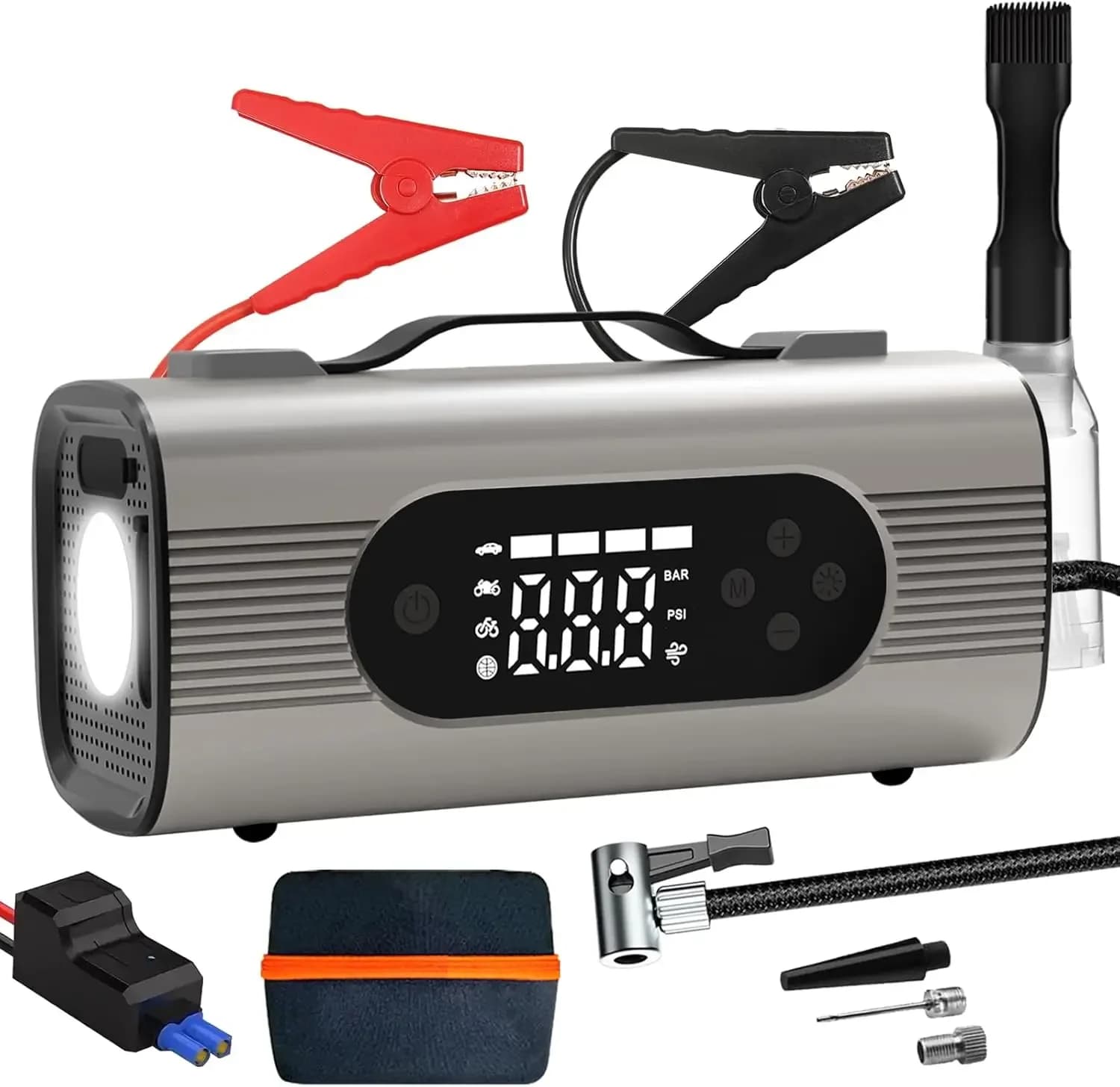 Avviatore di emergenza per auto 4000A con aspirapolvere per auto, compressore d'aria, batteria di avviamento di emergenza Pa per tutti i veicoli diesel a gas/10 litri, 12 V