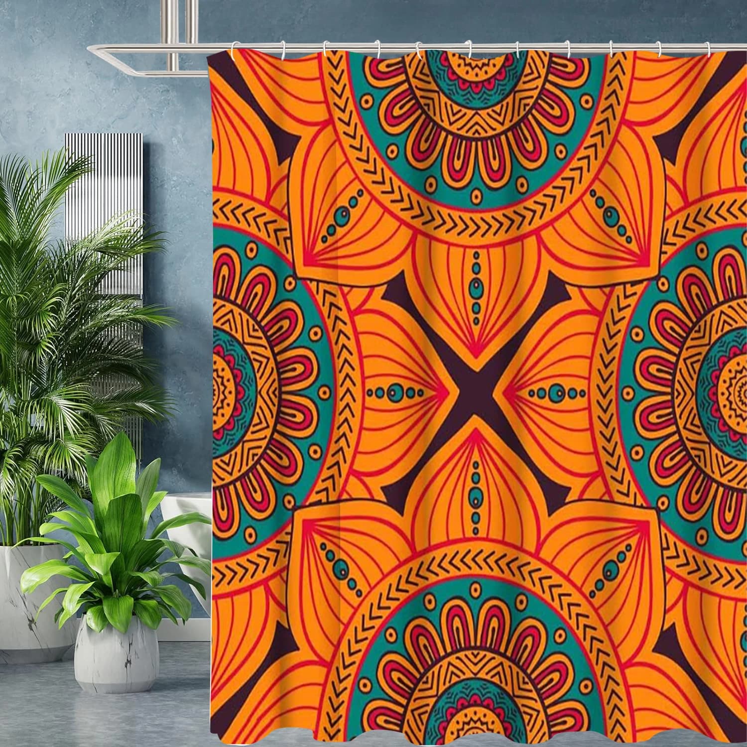 National Style Mandala Bathing Curtain Bathroom Letters Shower Curtain Waterproof With 12 Hooks Fishes Home Deco Free Ship