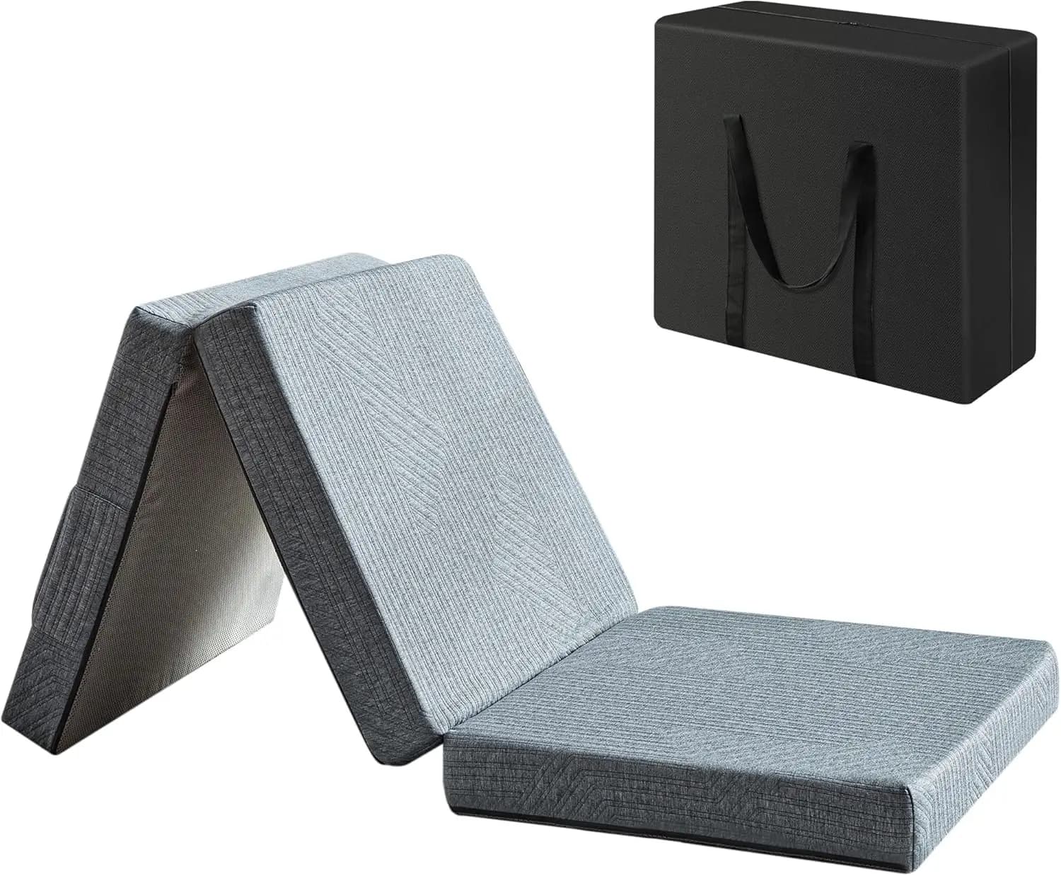 Materasso Pieghevole Tri-Fold da 3,8 Pollici in Memory Foam, Letto Portatile per Adulti e Bambini, Tappetino Pieghevole da Pavimento, Rivestimento Lavabile, Leggero per Viaggi/Campeggio/Yoga