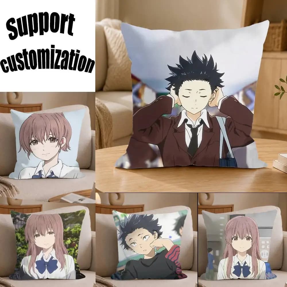 Kyoto Animation A Silent Voice Square Sofa Pillow Cover Solid Color Living Room Home Decor Cushion Case