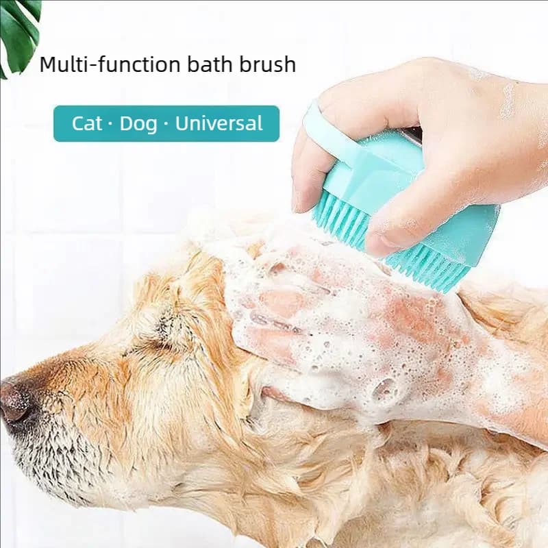 Soft Silicone Dog Bathing Brush Pet Massage Shampoo Dispenser Rubber Bristle Shower Grooming Tool for Dogs And Cats