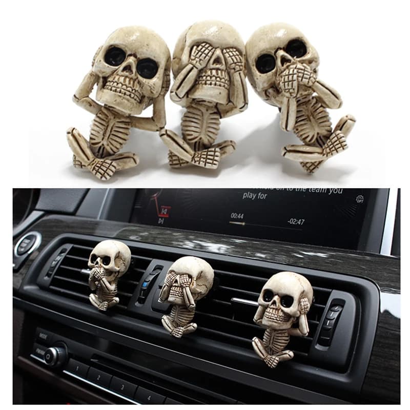 3pc Ghost Head Clip di sfiato per auto ornamenti per ciondoli di Halloween Decor Clip per presa d'aria per auto cool Skull presa d'aria deodorante Clip per profumo